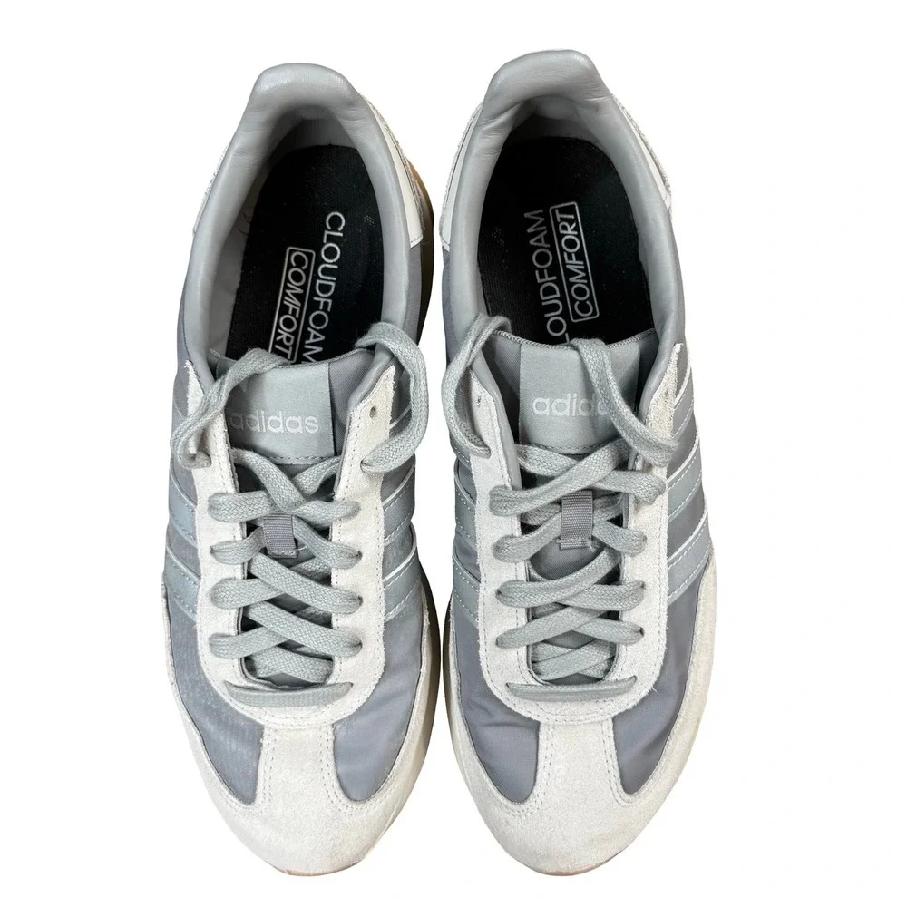 Adidas Cloudfoam Grey Silver Suede Nylon Sneakers JH7321‎ Womens 9 Low Top Shoes